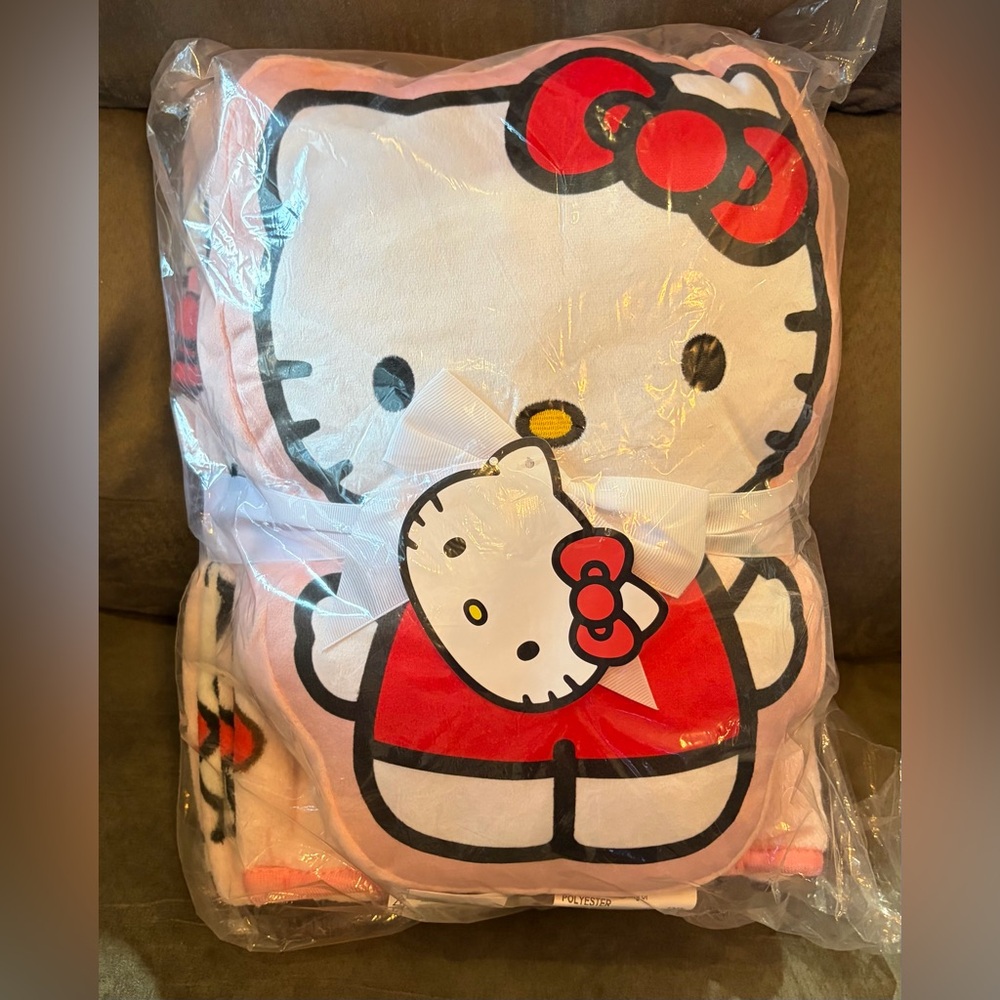 Hello Kitty Shaped Pillow & Throw NWT